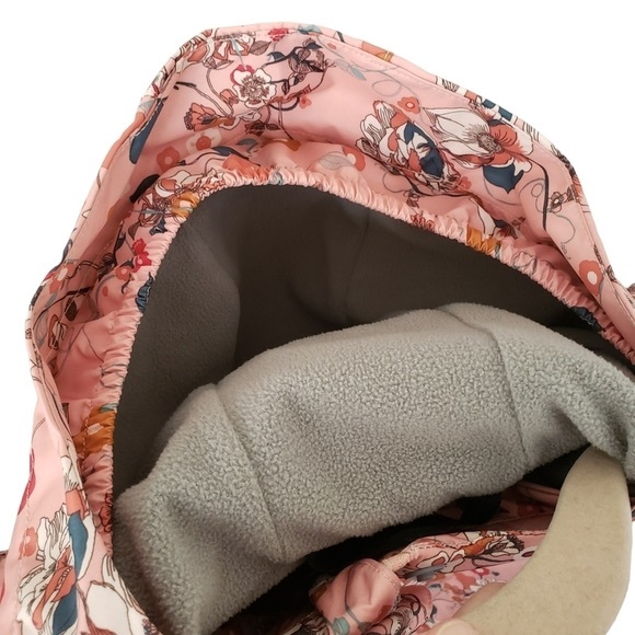 Mec Rain Jacket Hooded Peach Pink Floral - Picture 3 of 6